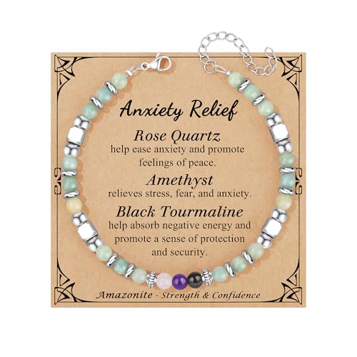 JoycuFF Anxiety Bracelet Gifts for Women, Chistmas Valentines Day Birthday Gifts Amazonite Bracelets for Women