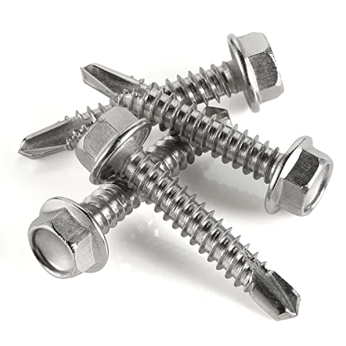 Mellewell ZWZG#8×3/4-100 #8 X 3/4 Inch (1/2 Inch To 1-1/2 Inch Available) Hex Washer Head Self Drilling Screws, Self Tapping Sheet Metal Tek Screws thumb #3