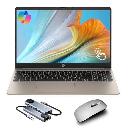 HP 15.6’’ Touchscreen Laptop for Business & Student, Intel Core i3 Processor, 16GB RAM 512GB SSD, Copilot AI & Long Battery Life, Numeric Keypad, Camera with Privacy Shutter, Win 11 with Accessory