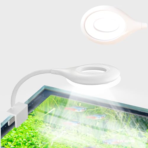 Image of 0.5-5 Gallon Fish Tank Clip On Aquarium Light with White Blue Red LEDs Small Aquarium Light,Full Spectrum Fish Tank Light with USB Port and 360 Degrees Flexible Rotate