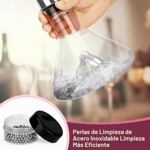 Miniatura 5 de Bbwell Decantador De Vinho Com Filtro Aereador,Con Bola De Limpieza De Acero Inoxidable Y Tarjeta De Felicitación,Accesorios Para El Vino,Ideales Para Los Amantes Del Vino,Capacidad De 1500 Ml