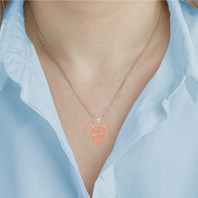 10K Yellow, White, or Rose Gold Cheetah Head Symbol of Speed Animal Pendant Necklace - Choice of Metal & Length