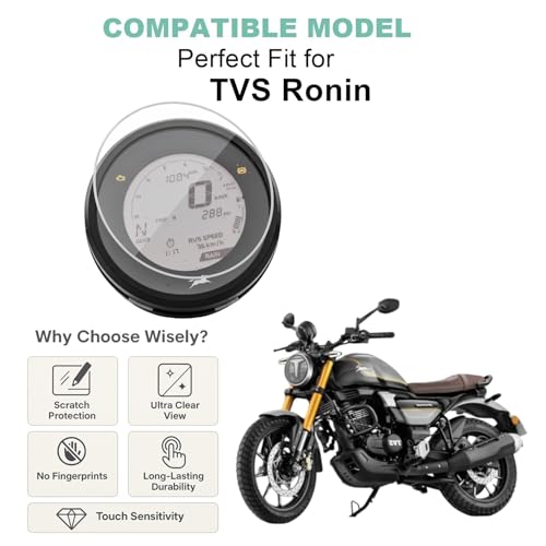 Image of Wisely Pack 2 - Screen Guard for TVS Ronin Bike - Display Digital Meter Protector - HD Clear, Full Cover - Easy Installation Kit - Tvs Ronin Instrument Cluster Accessories