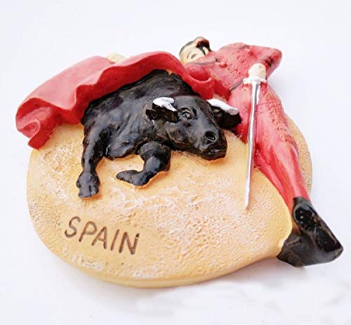 WitnyStore Tiny 2½" Matador Bull Spanish Bullfight Spain - Miniature Hand Made Resin 3D Europe Landmark Tourist Attractions Decorative Refrigerator Fridge Magnets Collectible Traveler Souvenirs Gifts