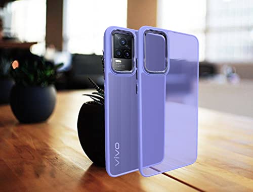 Image of A rtistque Frosted Translucent Back Cover Case for Vivo Y73 | Electroplated Chrome Ring | Raised Camera Edges for Protection | Smooth Sides TPU - Purple