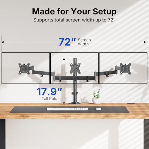 Image of HUANUO Triple Monitor Mount for 13-27 Inch Screens