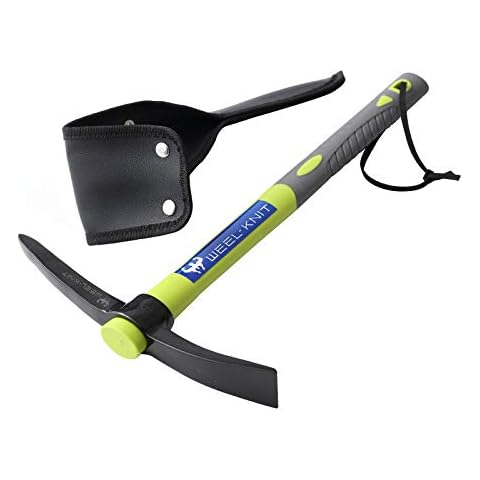 WEEL-KNIT Hochwertige Mini Hacke, Spitzhacke, Upgrade Micro Pickaxe, mit Schwarzem PU-Überzug, PU-Seil Cover