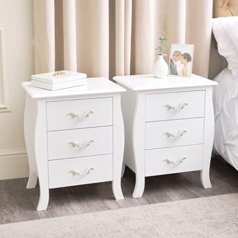 Melody Maison Vintage 3 Drawer Bedside Tables Cover