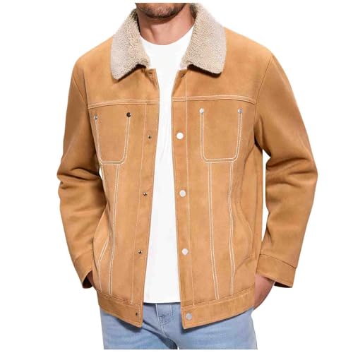 Veste en faux daim homme doublée sherpa chaude et coupe-vent pour l'hiver
