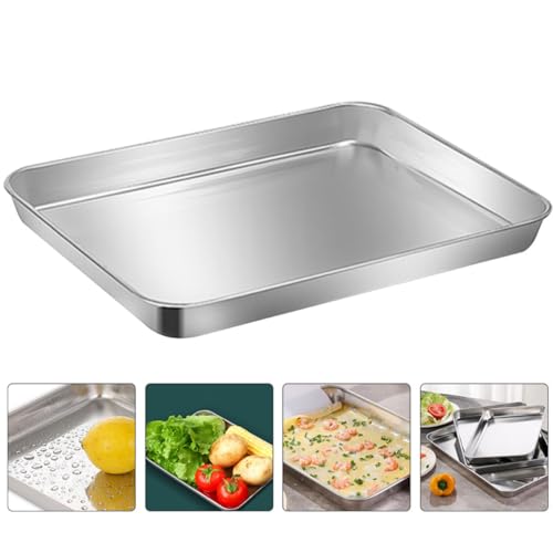 Bandeja de acero inoxidable 304 rectangular para hornear y asar comida en casa 7