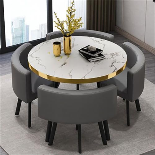 Juego de mesa redonda de conferencias con 4 sillas, juego de mesa de comedor de barra de desayuno de 5 piezas para cocina, 80 x 75 cm, conjunto de mesa redonda y silla