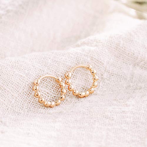 Mevecco 18K Gold Plated Huggie Earrings Cute Tiny Beads Hoop Earrings For Women Jewelry Gift #TOP4