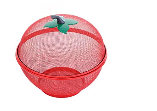 HAADI Panier à fruits en maille en forme de pomme rouge avec couvercle HAADI Panier à fruits en maille en forme de pomme rouge avec couvercle