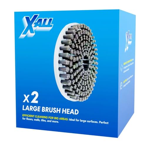 X-All 2 Pieces Large Brush Head Replacement for X-All Power Scrubber Ideal for Cleaning Large Surfaces, Cleaning Brushes for Kitchen Countertops, Floors, Tiles and Walls