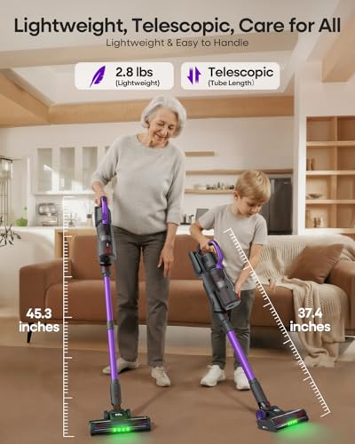 AlloyMove-Cordless-Vacuum-Cleaner-45Kpa60Mins450W-Stick-Vacuum-Cleaners-for-Home-Anti-Tangle-Vacuum-Cleaner-with-Detachable-BatterySelf-Standing-Lightweight-Vacuum-for-Floor-Carpet-Pet-Hair-A03