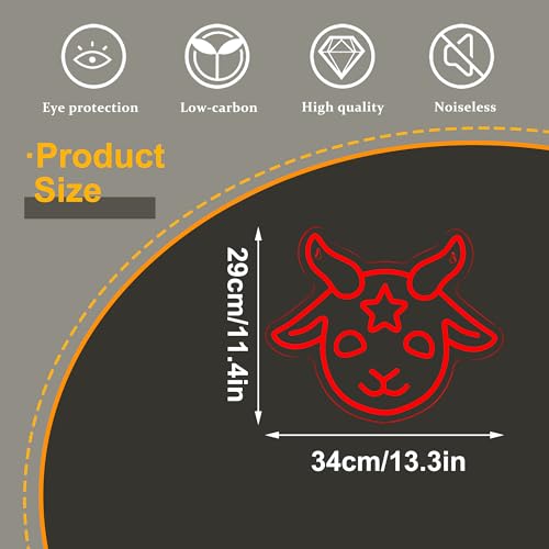 Image of Allball Baphomet Neon Sign, Dimmable LED Signs Gothic Satan Sigil Halloween Neon Signs for Wall Decor, Lamb Demons Neon Light Signs, USB Powered for Halloween Home Bedroom Dorm College Party