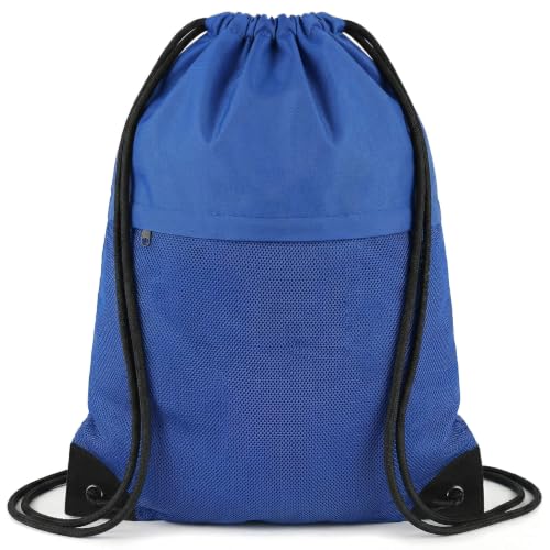 Image of TILYMOL Drawstring Backpack Gym Bag - String Gym Bag for Men & Women, Lightweight Cinch Sports Sackpack for Beach, Travel, Yoga, Swimming, Blue