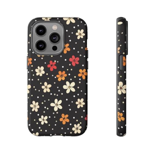 Coque iPhone 14 Pro rigide mate fleurs colorées pois - Protection antichoc