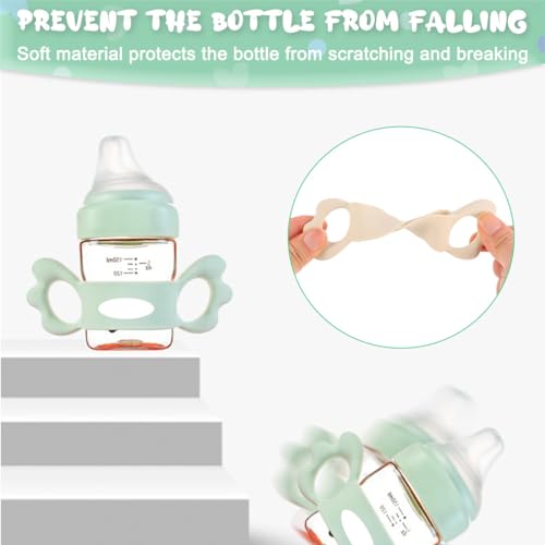 Babyflaschen Griffe, Flaschengriff Halter, Baby Flaschengriffe Silikon, Weithals Babyflaschengriffe, für Baby Kleinhand Greifdesign, Flasche