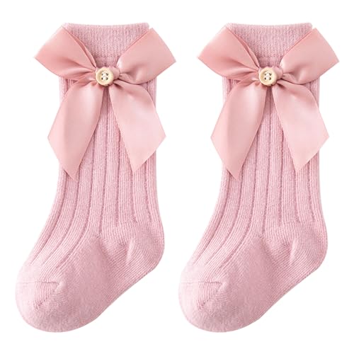 Yeahdor Newborn Baby Girls Knit Tube Knee Length Socks Bow Princess Stocking Stretchy Uniform Legging Pink 3-5 Years
