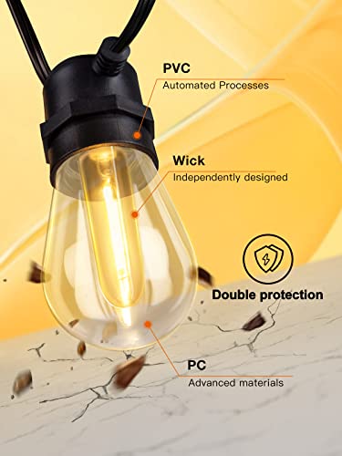 Addlon 100Ft(2-Pack*50Ft) Led Outdoor String Lights With 30 Edison Vintage Shatterproof Bulbs, Commercial Grade Patio Lights, Ip65 Waterproof For Balcony, Backyard And Garden, Warm White #TOP2