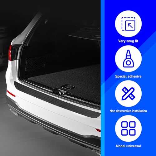 Image of Car Rear Bumper Protector, 35inch x3.15inch Rear Bumper Protector, Car Rear Bumper Edge Guards, Trunk Anti-Collision Sticker, Rubber Anti-Scratch Automotive Exterior Accessories (Black)