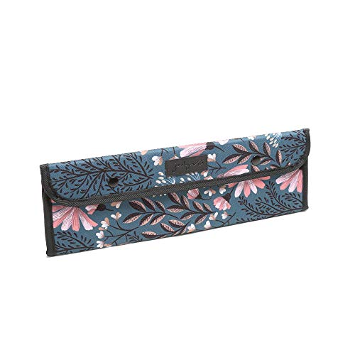 Jadyn B Heat-Resistant Hair Iron Case - Travel Pouch & Flat Heat-Shield for Curling Irons & Flat Irons (Navy Floral)