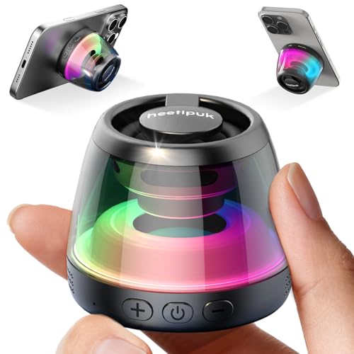 heetipuk Mini Bluetooth Speaker, Teen Gift Ideas, Loudspeaker with Bass Diaphragm, 5W Internal-Magnet Speaker, 7H Playtime,TWS, RGB Light, TF Card Slot