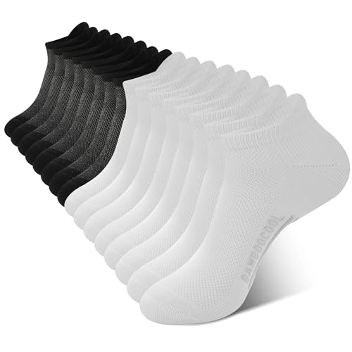 Image of BAMBOO COOL Men's Ankle Socks Moisture Wicking Breathable Odor Control Athletic Cushioned Running Socks Arch Support 8 Pack