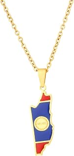 Belize Map Flag Pendant Necklaces Women Men Charm Belize's Maps Jewelry Heartbeat Cultural Heritage Gift