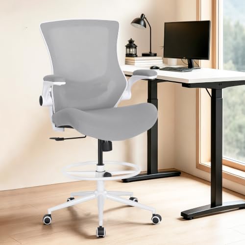 Image of Misolant Drafting Chair for Standing Desk, Tall Office Chair with Adjustable Height, 120Recline,Footrest Ring,Lumbar Support,High Office Chair for Home