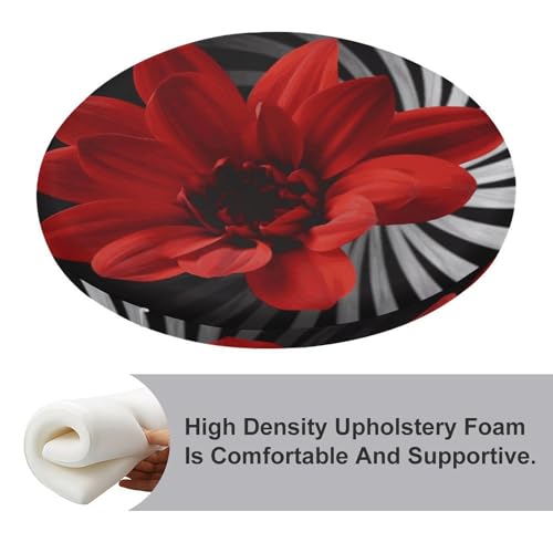 Coussin de chaise rond mousse à mémoire de forme fleurs rouges