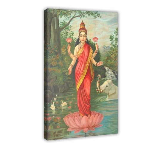 Tableau Goddess Lakshmi par Raja Ravi Varma - Toile 30x45 cm pour salon