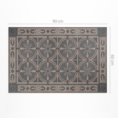Tapis vinyle balcon et jardin extérieur rectangle 60x90 cm style géométrie rustique