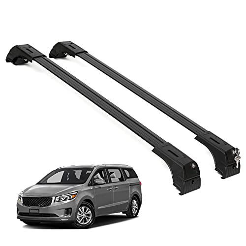 ERKUL Roof Rack Cross Bars for Kia Sedona 2015-2021 | Aluminum Lockable Rooftop Luggage Crossbars Set to Carry Cargo Carrier, Canoe, Snowboard, Kayak, Bike by ERKUL Car Accessories| Black