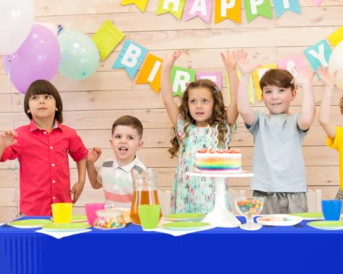 Image of Teenyyou 3 Pcs Train Party Decorations Railroad Track Tablecloths Express Train Birthday Party Supplies 54 x 108 Inch Plastic Table Covers for Railroad Track Western (Blue)