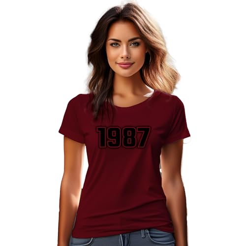 T-shirt 1987 femme maroon cadeau d'anniversaire vintage original