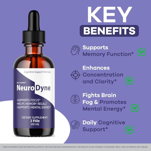 Image of NeuroDyne - Official NeuroDyne Drops Supplement Brain Support Advanced Formula, Neuro Dyne Liquid Premium All Natural Cognitive Focus Nerve Support for Health Wellness, 1 Bottle for 1 Month