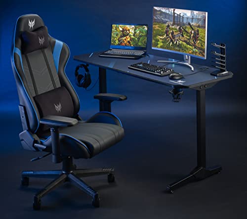 Scrivania Gaming Acer, 55", Portacuffie, Portabevande, Passacavi, Scaffale Posteriore, Superficie in Fibra di Carbonio, Tavolo Gaming Moderno Unisex, 140 cm x 60 cm x 75 cm - Scrivania Gaming - Immagine 1