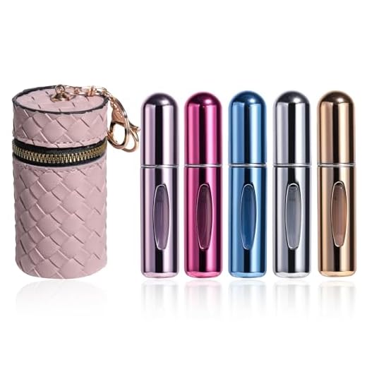 JPNK Mini Refillable Perfume Portable Atomizer Bottle 5PCS Travel Size Spray Refillable Refill Bottle 5 ml with Travel and Outgoing Bag
