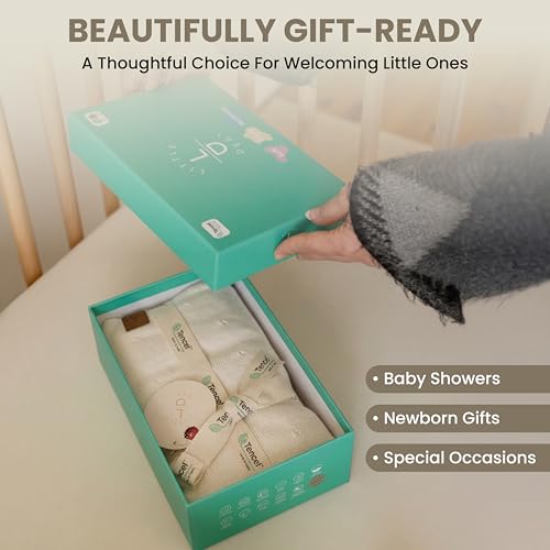 Image of Pointelle Double Layer 100% Tencel Baby Blanket - Breathable Temperature Regulating - Oeko-TEX Certified - 30x40 inch - Gift Box with Ribbon (Warm White)