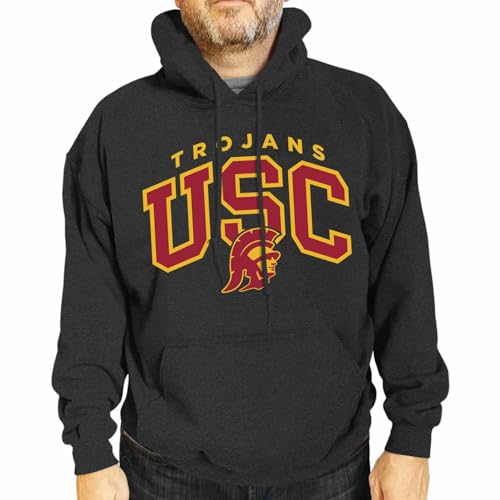 Campus Colors USC Trojans Hoodie Heathered Fleece Sweatshirt - Black Large