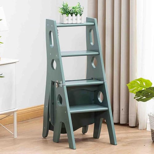 Silla de escalera de madera gris con 4 escalones multifuncionales 3