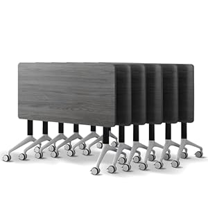 Conference Room Table with Flip-Top Design for Dynamic Meetings, Business Table Computer Desk with Heavy-Duty Frame,Foldable Seminar Meeting Tables for Home Office (6, B, 61IN)