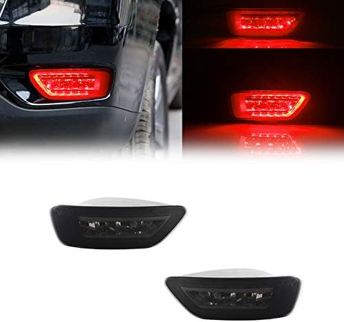 TurningMax Complete LED Smoked Lens Rear Bumper Reflectors Fog Brake Tail Lights Lamps Kit for 2011-up Jeep Grand Cherokee WK2, Compass and Dodge Journey