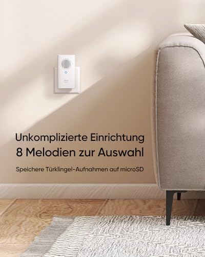 eufy Security Video Doorbell Add-on Chime, Funkgong für Innen, Erfordert eufy Security Video Doorbell E340, ohne Verzögerungen, einstellbare Lautstärke, 8 Attraktive Melodien, Gebührenfreie Nutzung