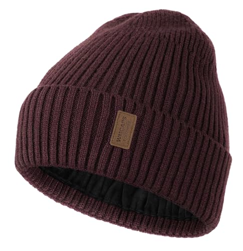 Image of Wmcaps Warm Beanie for Men Women, Fleece Lined Beanie Warm Winter Caps Unisex Fashion Knit Cuffed Cap