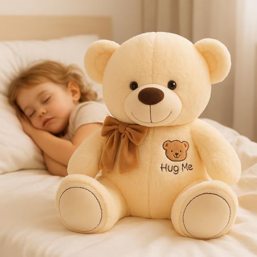Image of ZEXSAZONE Toy Cute I Hug me Teddy Colored Huggable Bear | 32 cm | Plushie Soft Toys for Kids | Plush Soft Toys for Baby Boys and Girls Kids - Teddy | Best Valentine Gift (Butter)