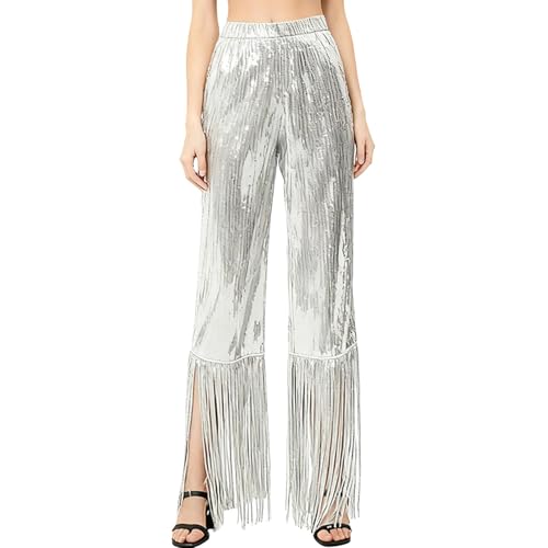 Pantalon danse rue franges paillettes femme tenue spectacle scintillante costume club