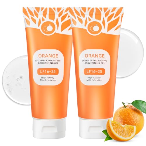 2 Pcs Orange Exfoliating Gel Moisturizer Face Body Scrub Gel Orange Enzymes Exfoliatings Gels Deep Cleansing Moisturizing Facial Exfoliator All Types Skin (200ml/7oz)